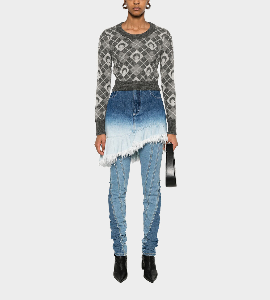 Marine Serre - Moon Argyle Knit Cropped Sweater