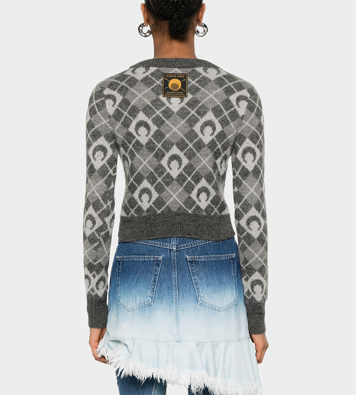 Marine Serre - Moon Argyle Knit Cropped Sweater