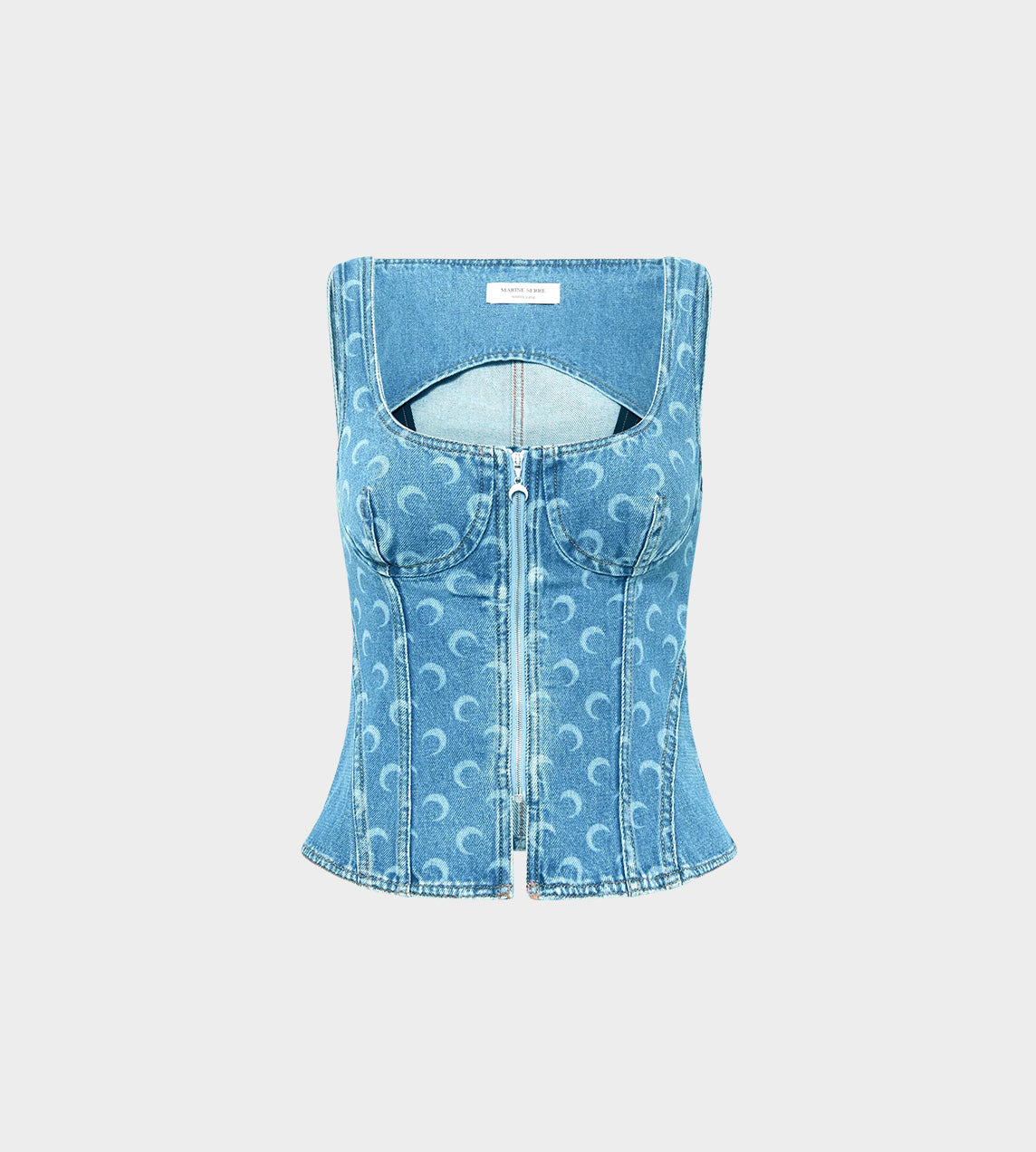 Marine Serre - Moon Laser Denim Corset Top