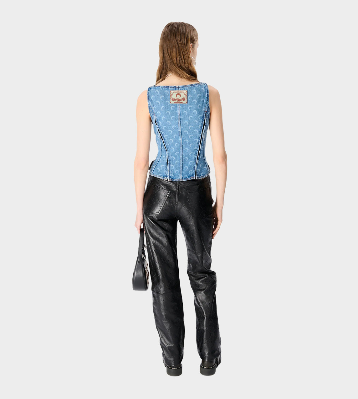 Marine Serre - Moon Laser Denim Corset Top