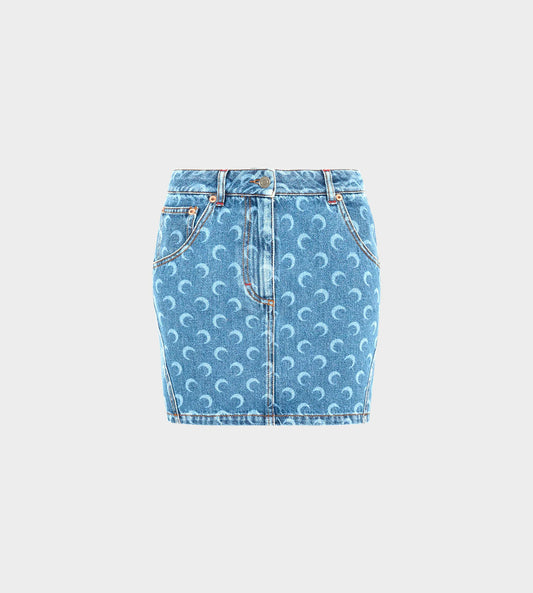 Marine Serre - Moon Laser Denim Mini Skirt