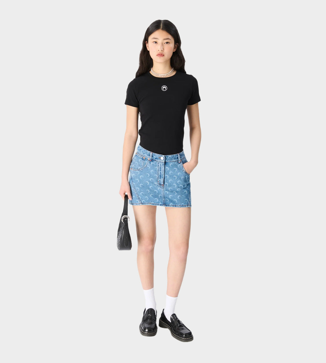 Marine Serre - Moon Laser Denim Mini Skirt