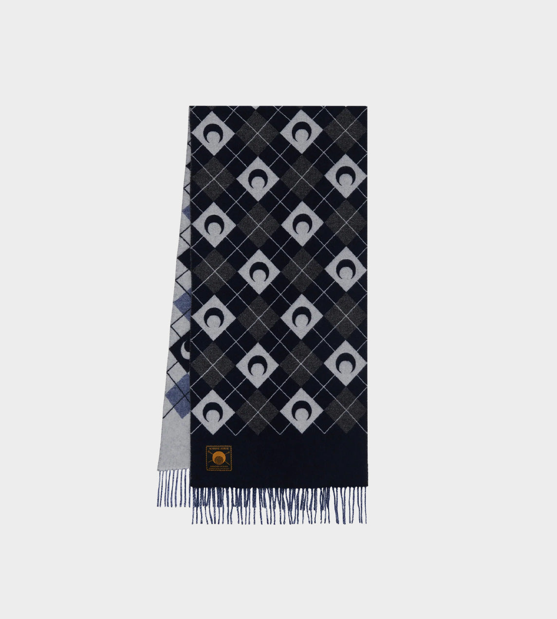 Marine Serre - Moon Argyle Knit Scarf Blk