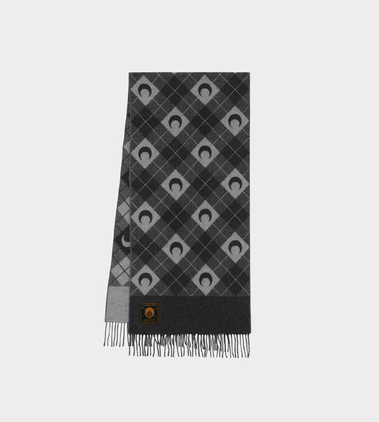 Marine Serre - Moon Argyle Knit Scarf Grey