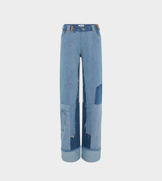 Marine Serre - Upcycled Denim Loose Jeans