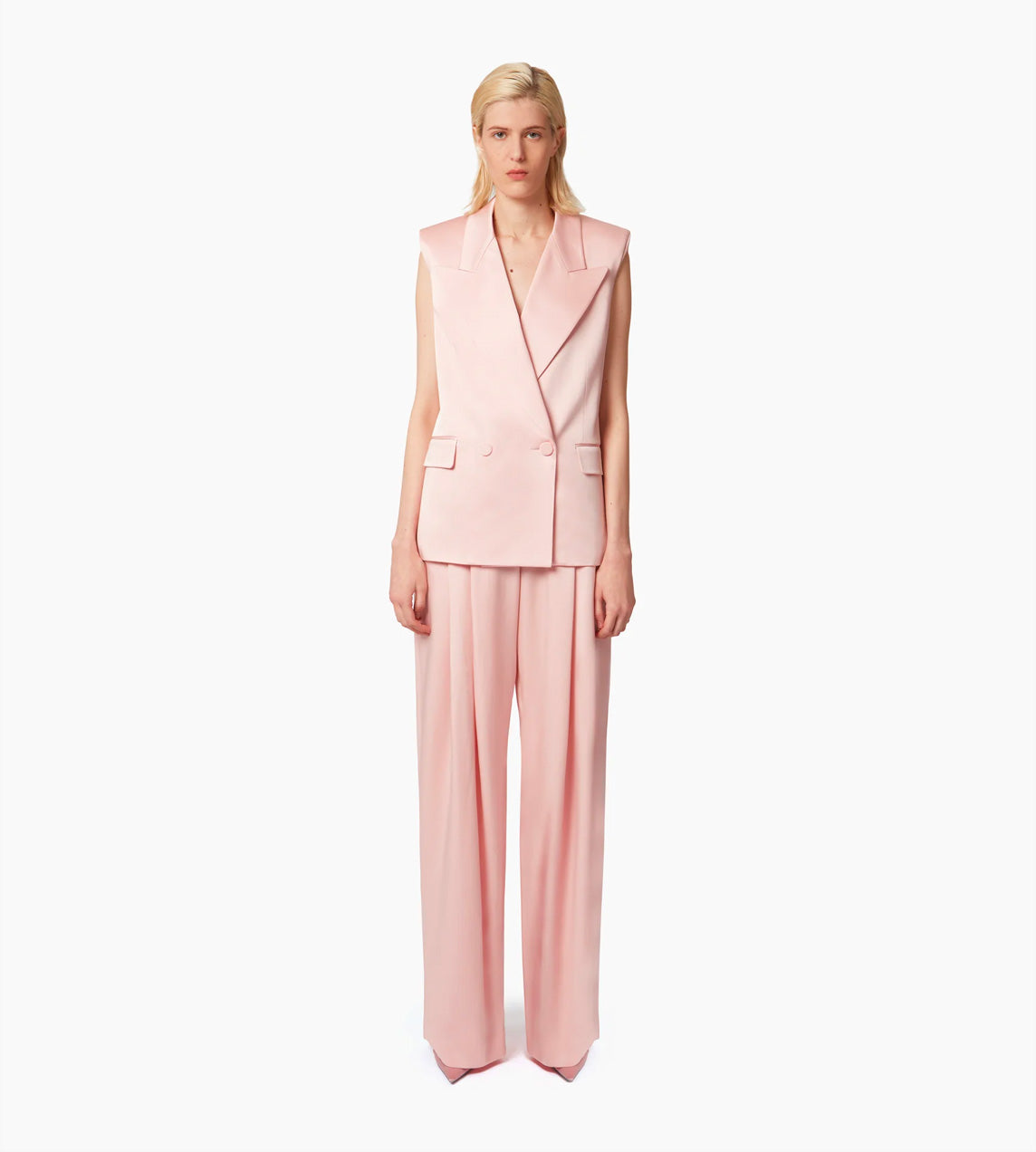 Nina Ricci - Double-Breasted Sleeveless Jacket Pink