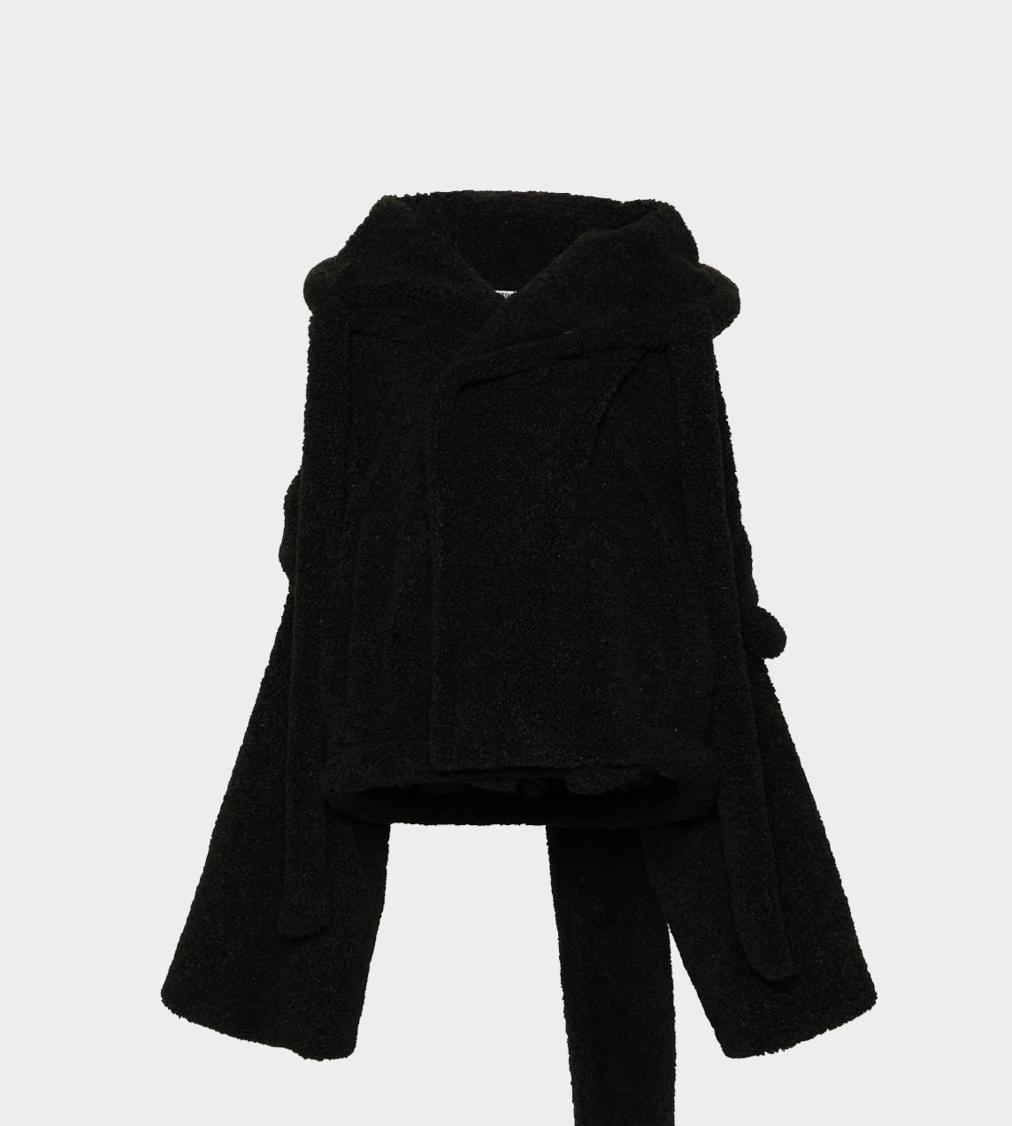 Wrap Teddy Short Coat Blk