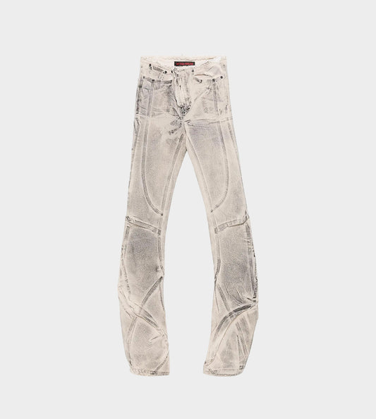 Raw-edge Drape Denim Pants