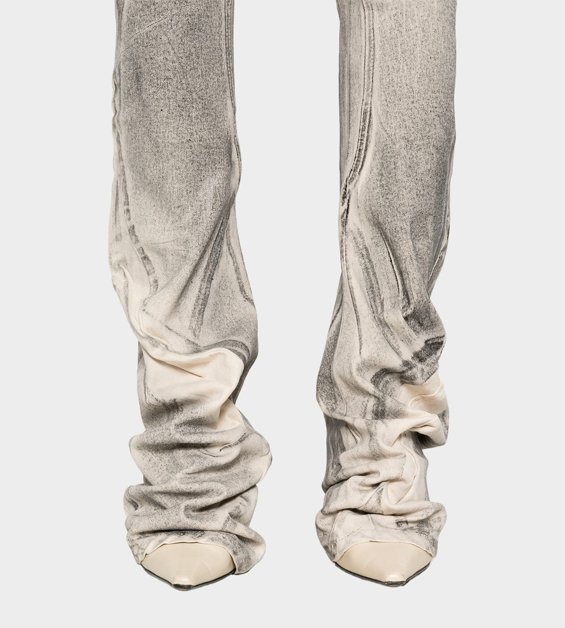 Raw-edge Drape Denim Pants