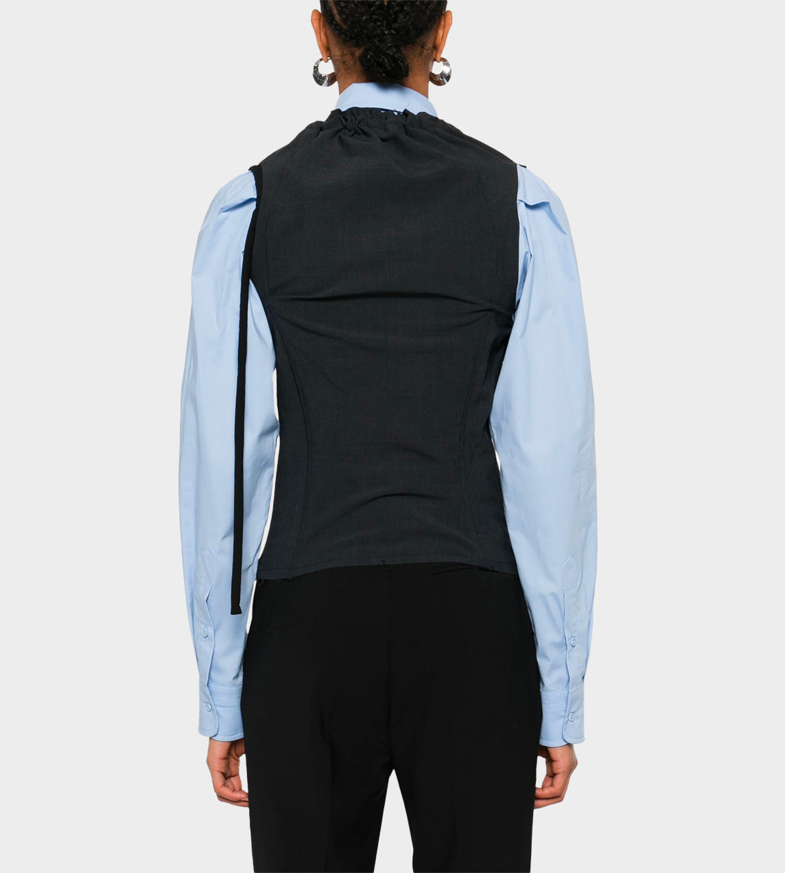 Deconstructed Lavallière Blouse Blue