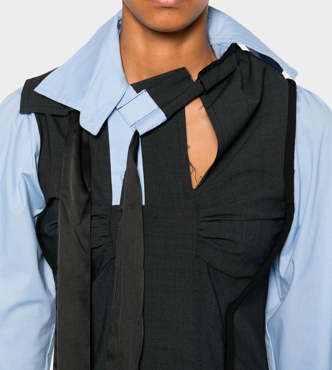 Deconstructed Lavallière Blouse Blue