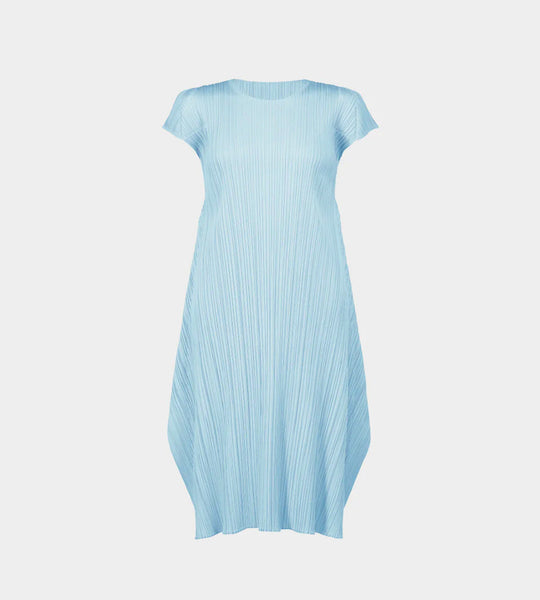 Pleats Please Issey Miyake - Capsleeve Pleated Dress Pale Blue