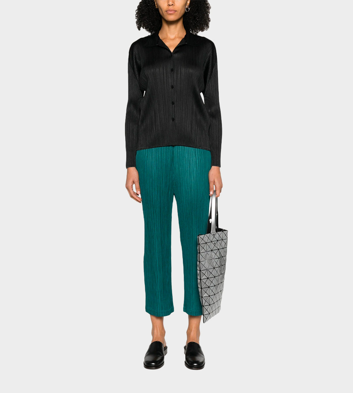 Thicker Pleat Cropped Pants Turq.Green