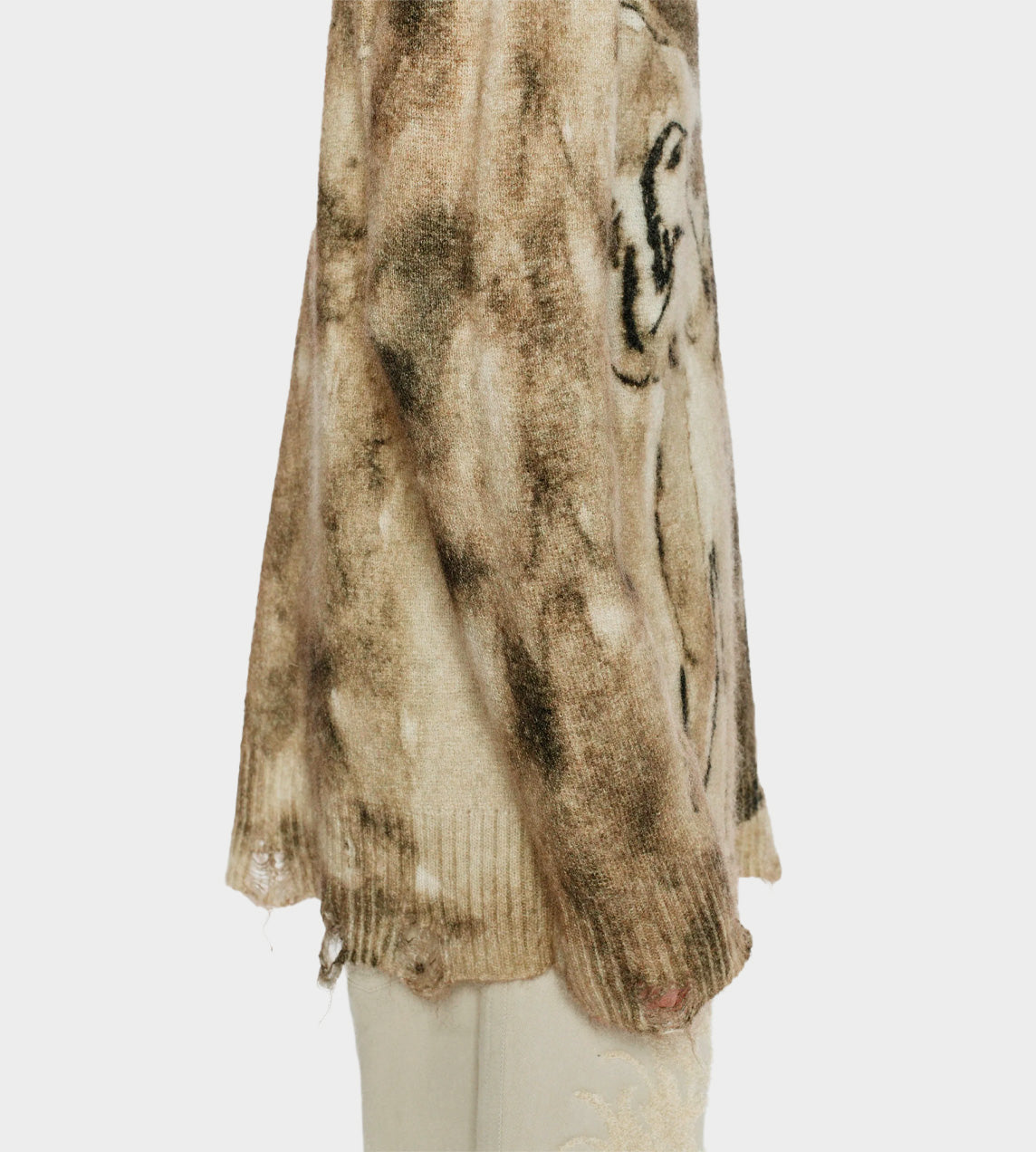 Song For The Mute - Digital Print Oversized Sweater Beige