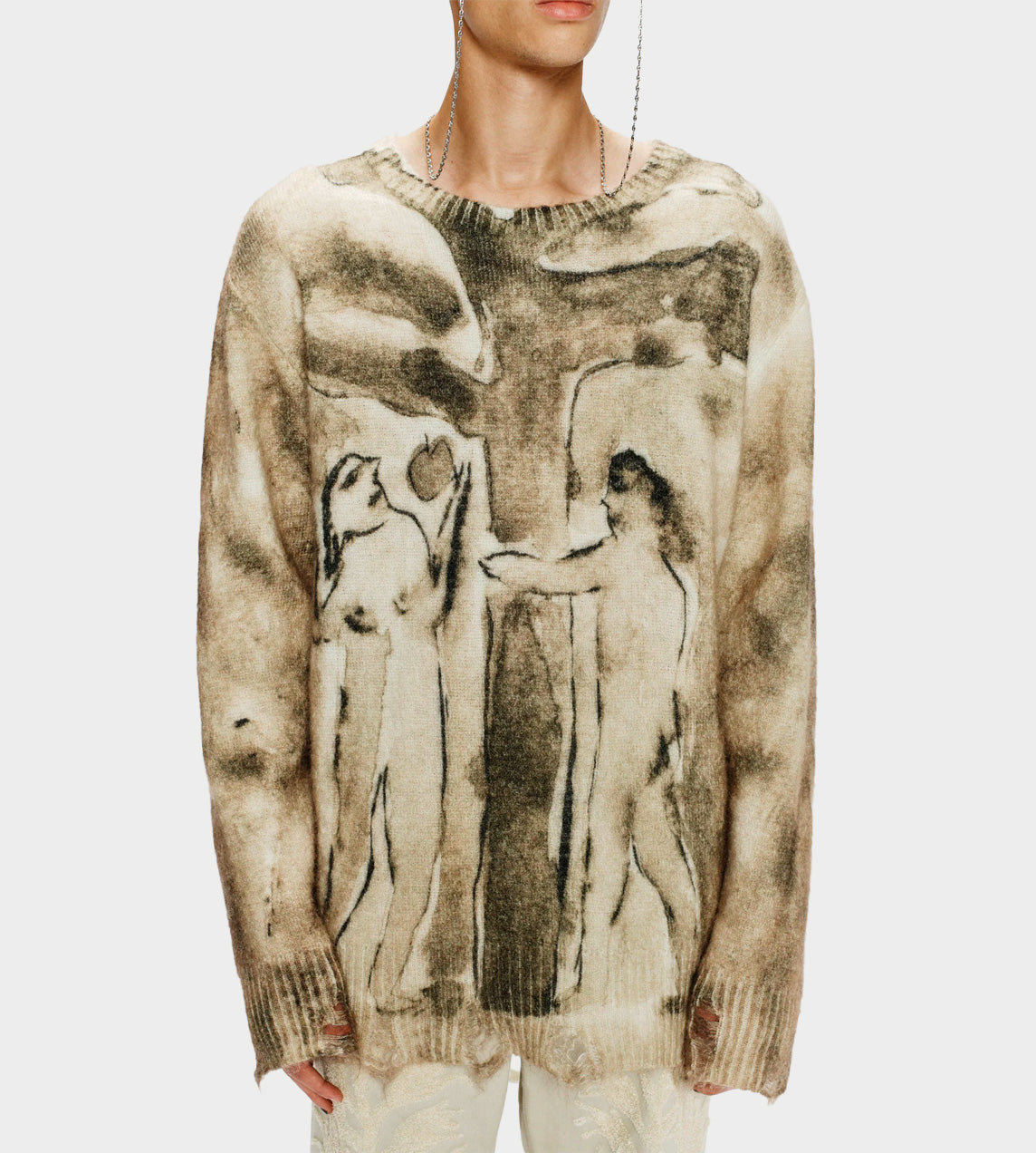 Song For The Mute - Digital Print Oversized Sweater Beige