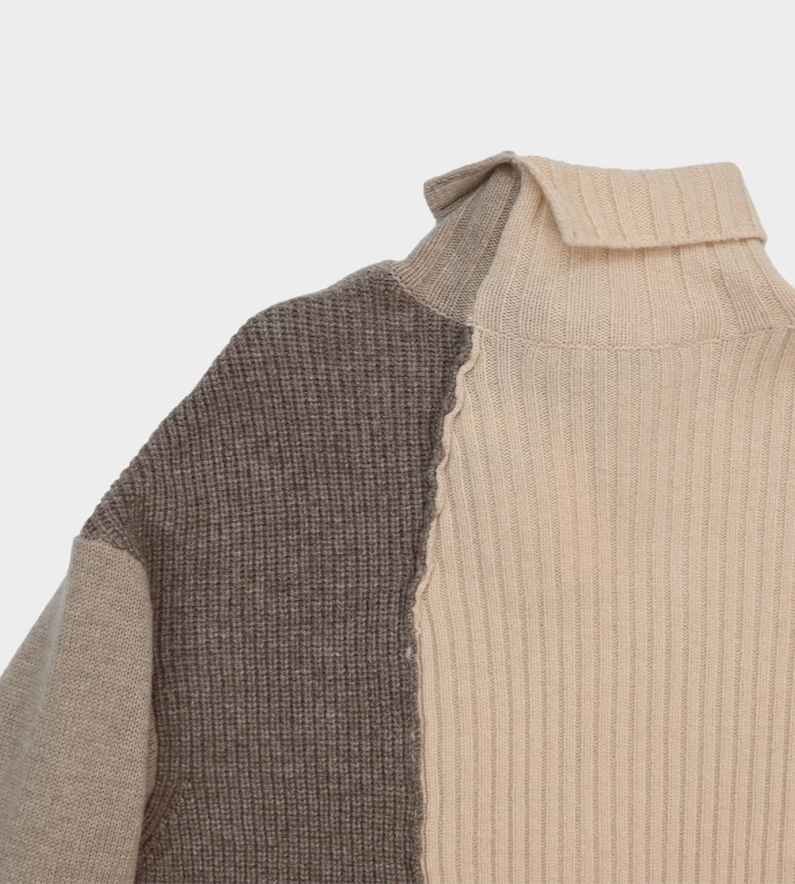 UJOH - Taupe Panel Rib Turtleneck Sweater