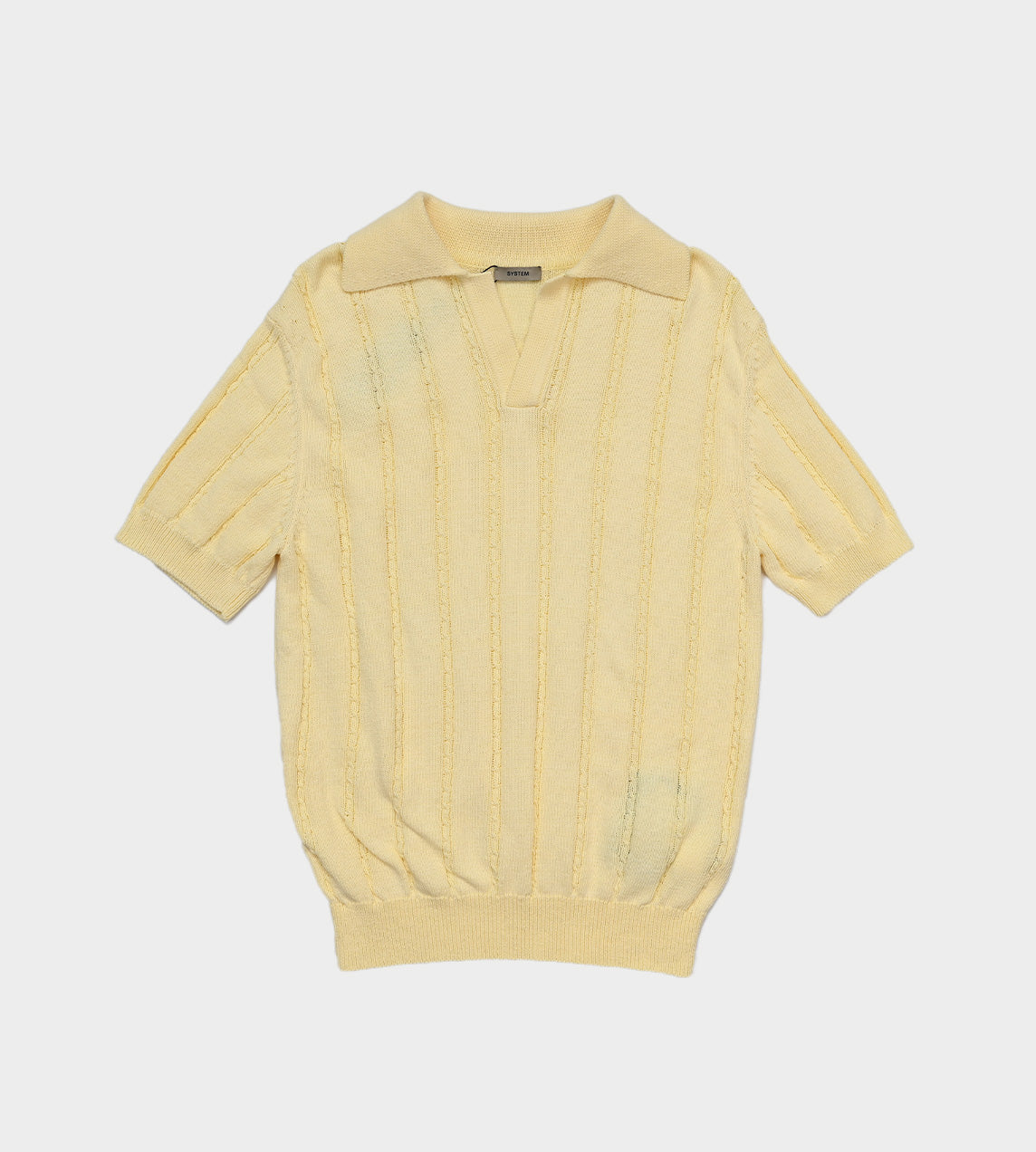 System - Cable Knit Polo Yellow