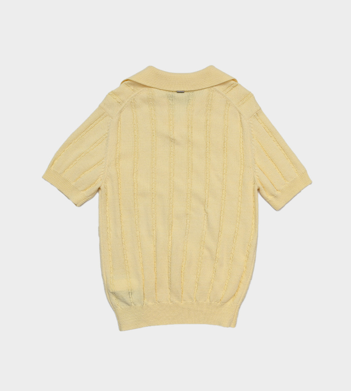 System - Cable Knit Polo Yellow