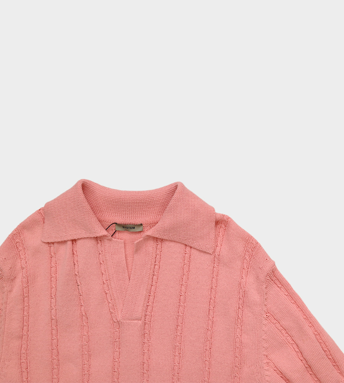 System - Cable Knit Polo Pink