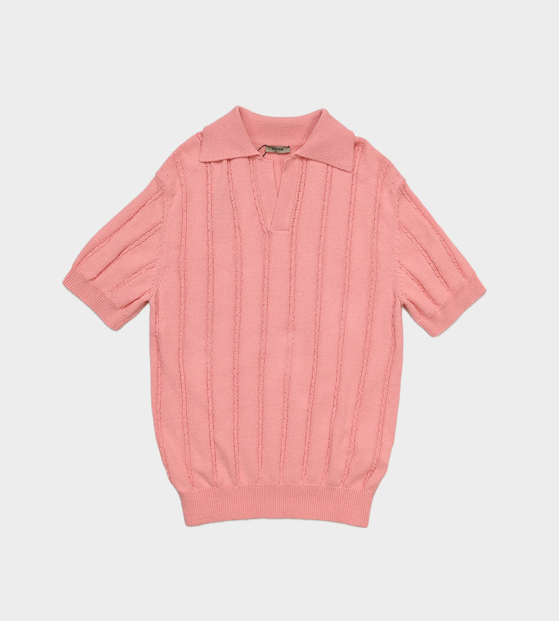 System - Cable Knit Polo Pink