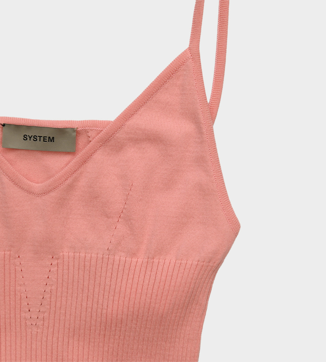 System - Cropped Pointelle Tank Coral