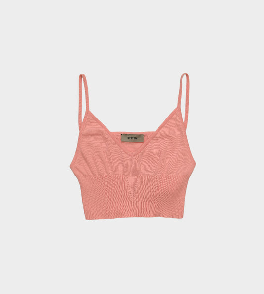 System - Cropped Pointelle Tank Coral