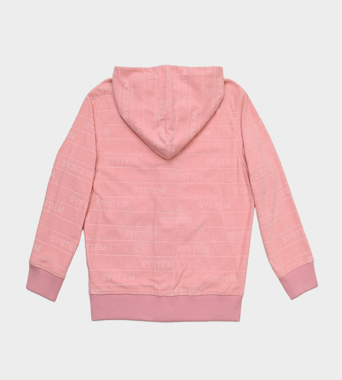 System - Embossed Terry Button Front Hoodie Pink