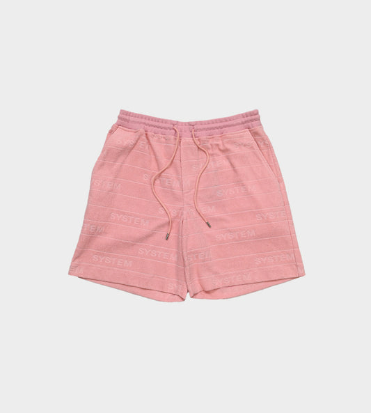 System - Embossed Terry Logo Shorts Pink