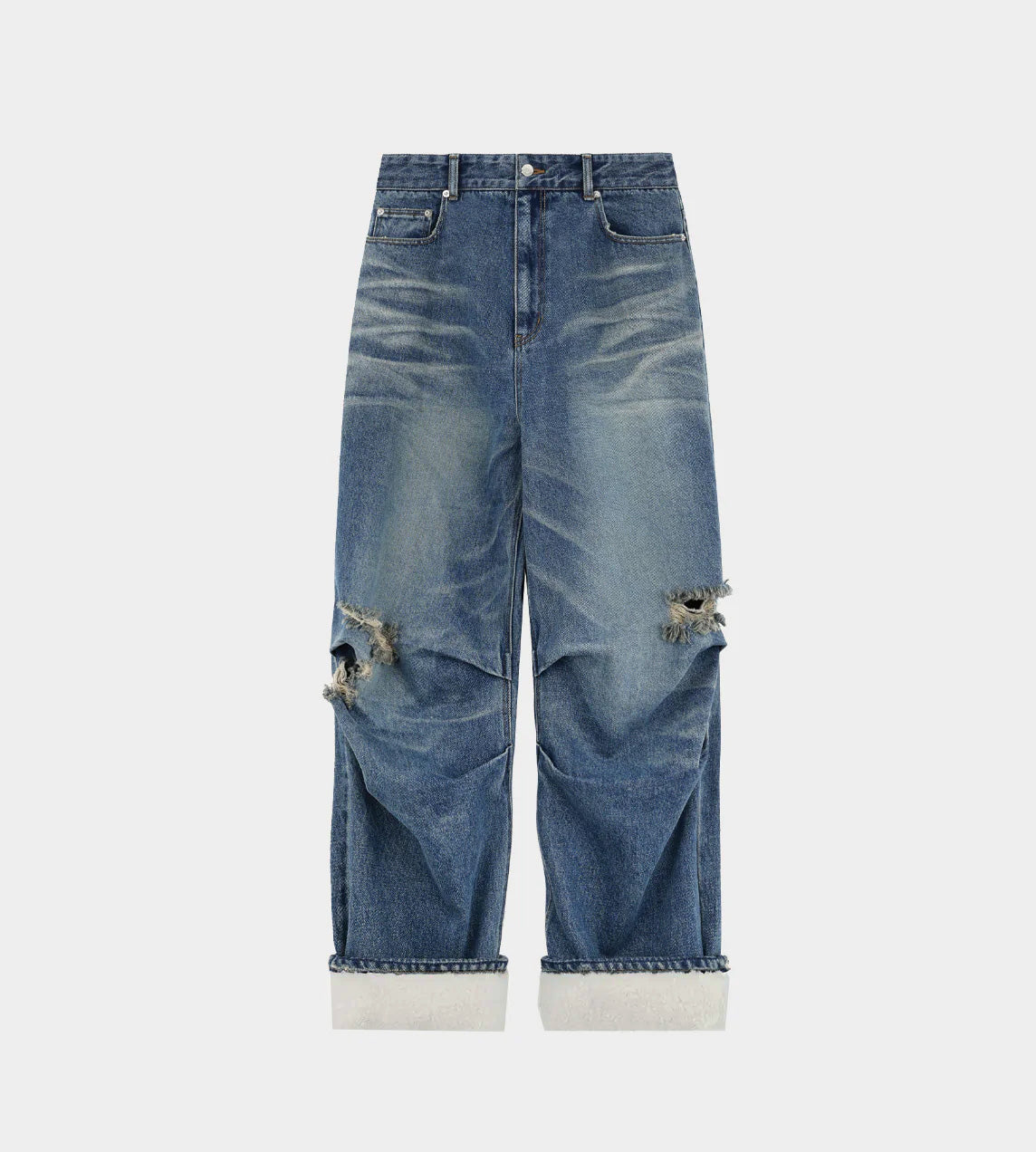 WE11DONE - Shearling Cuff Denim Pants Navy