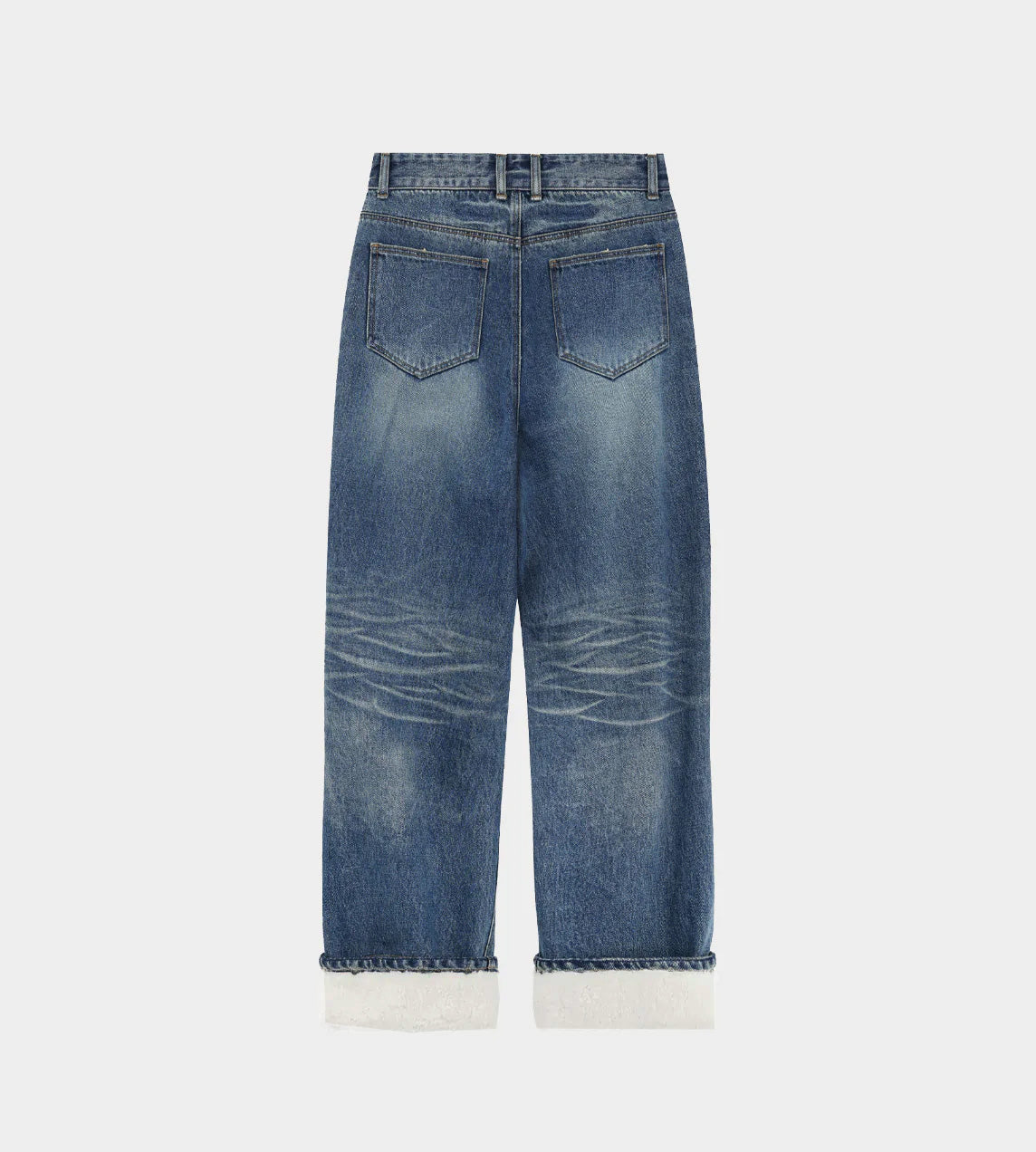 WE11DONE - Shearling Cuff Denim Pants Navy