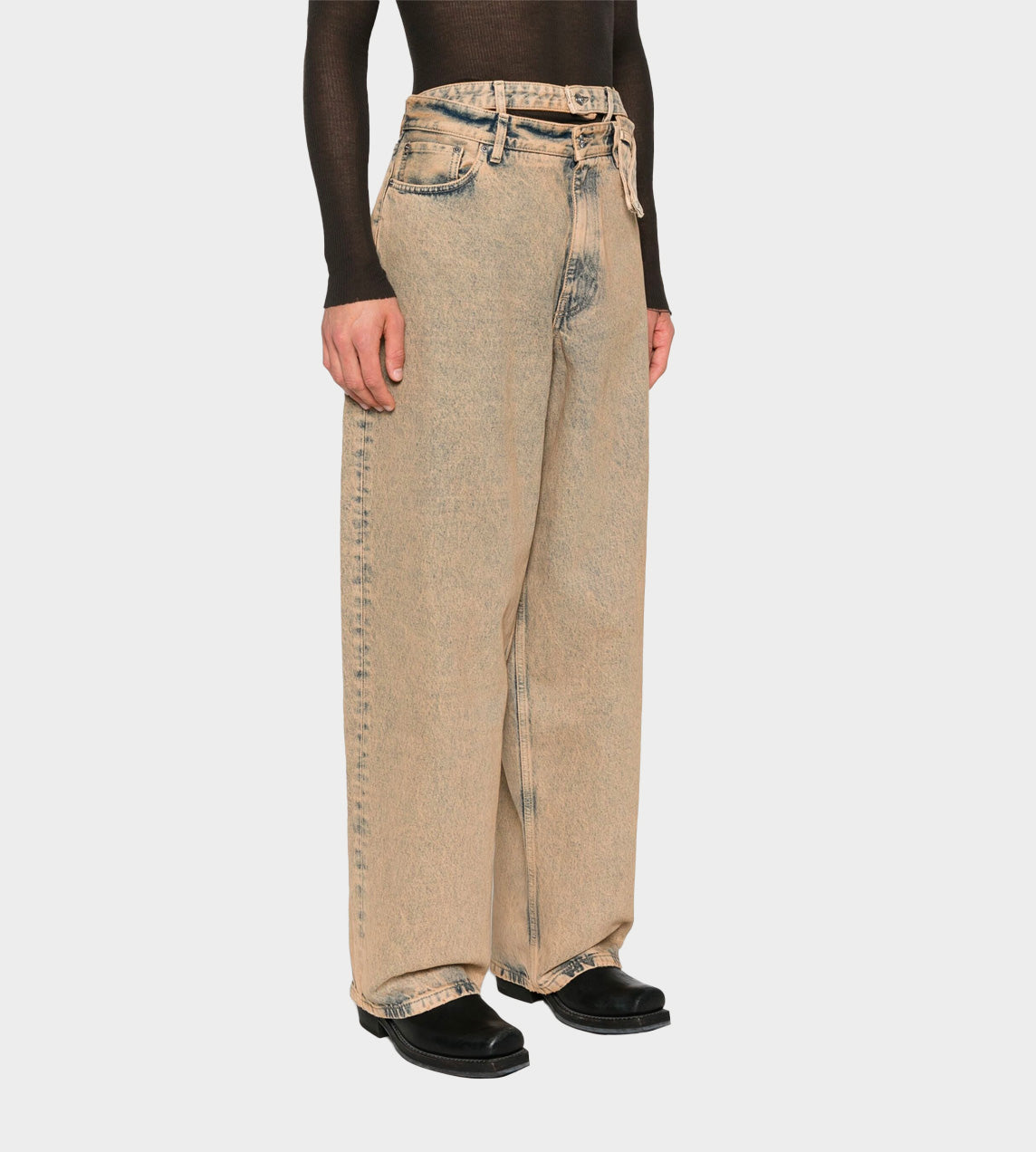 Multi Waistband Jeans Beige