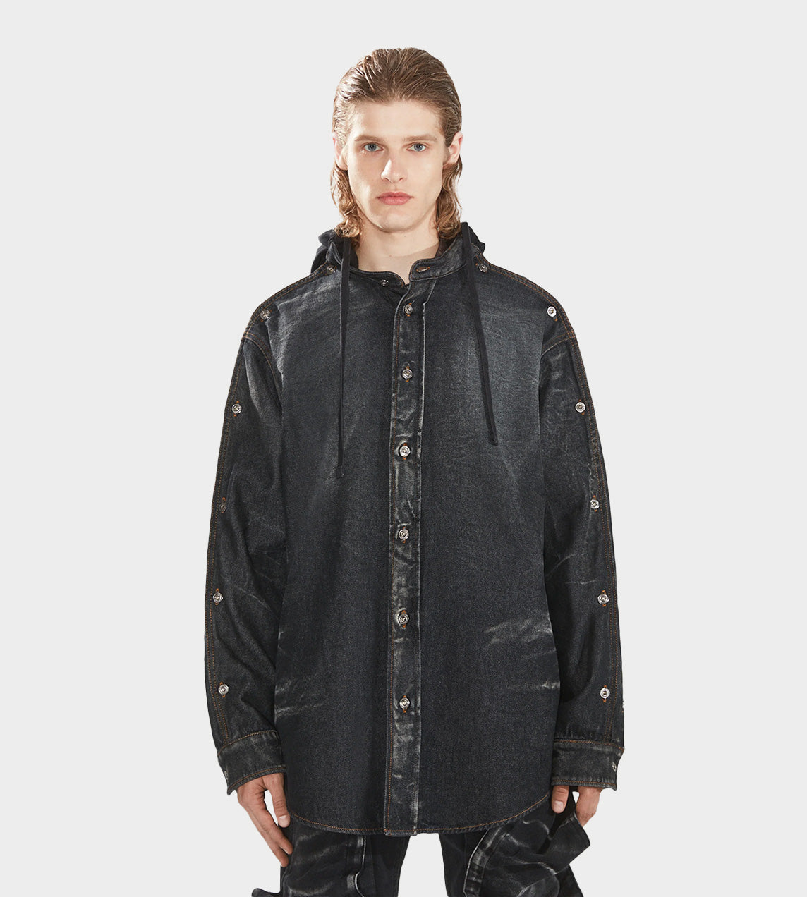 Y Project - Insert Hood Denim Shirt Black