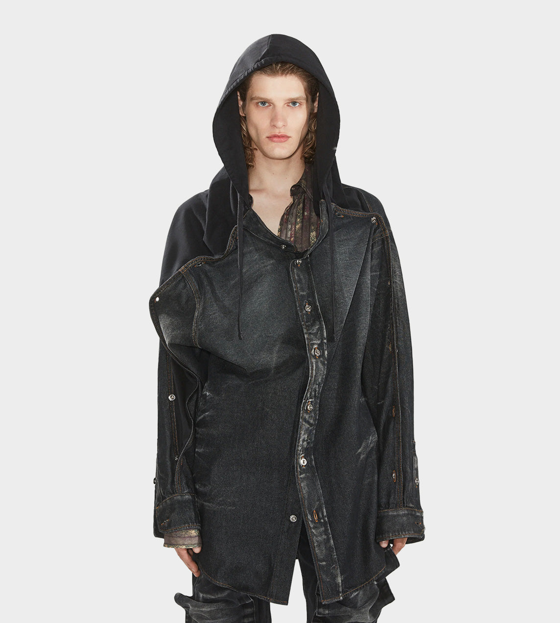 Y Project - Insert Hood Denim Shirt Black