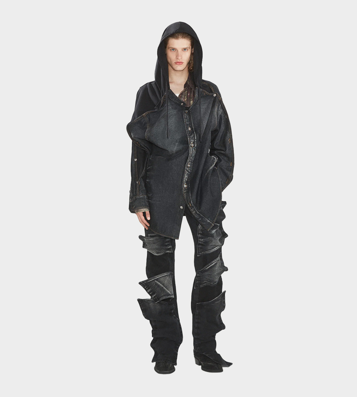 Y Project - Insert Hood Denim Shirt Black