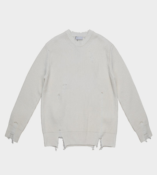 System - Destroyed Knit Top Ivory