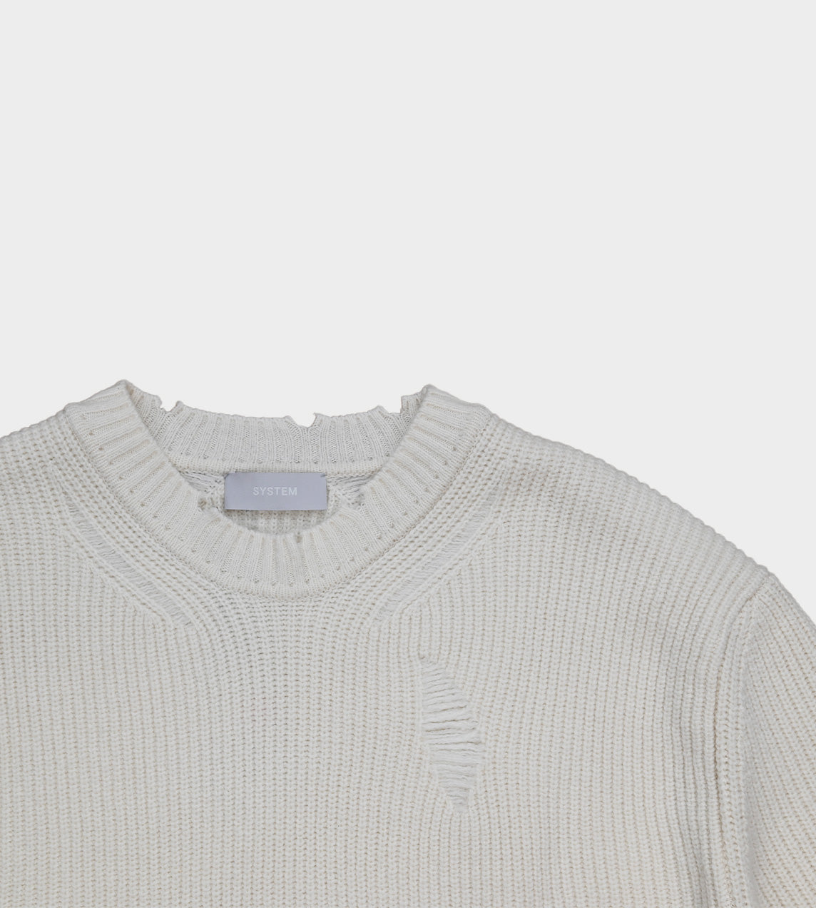 System - Destroyed Knit Top Ivory