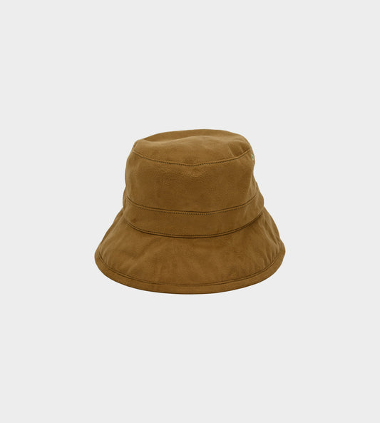 Kijima Takayuki - Faux Leather Brim Bucket Camel