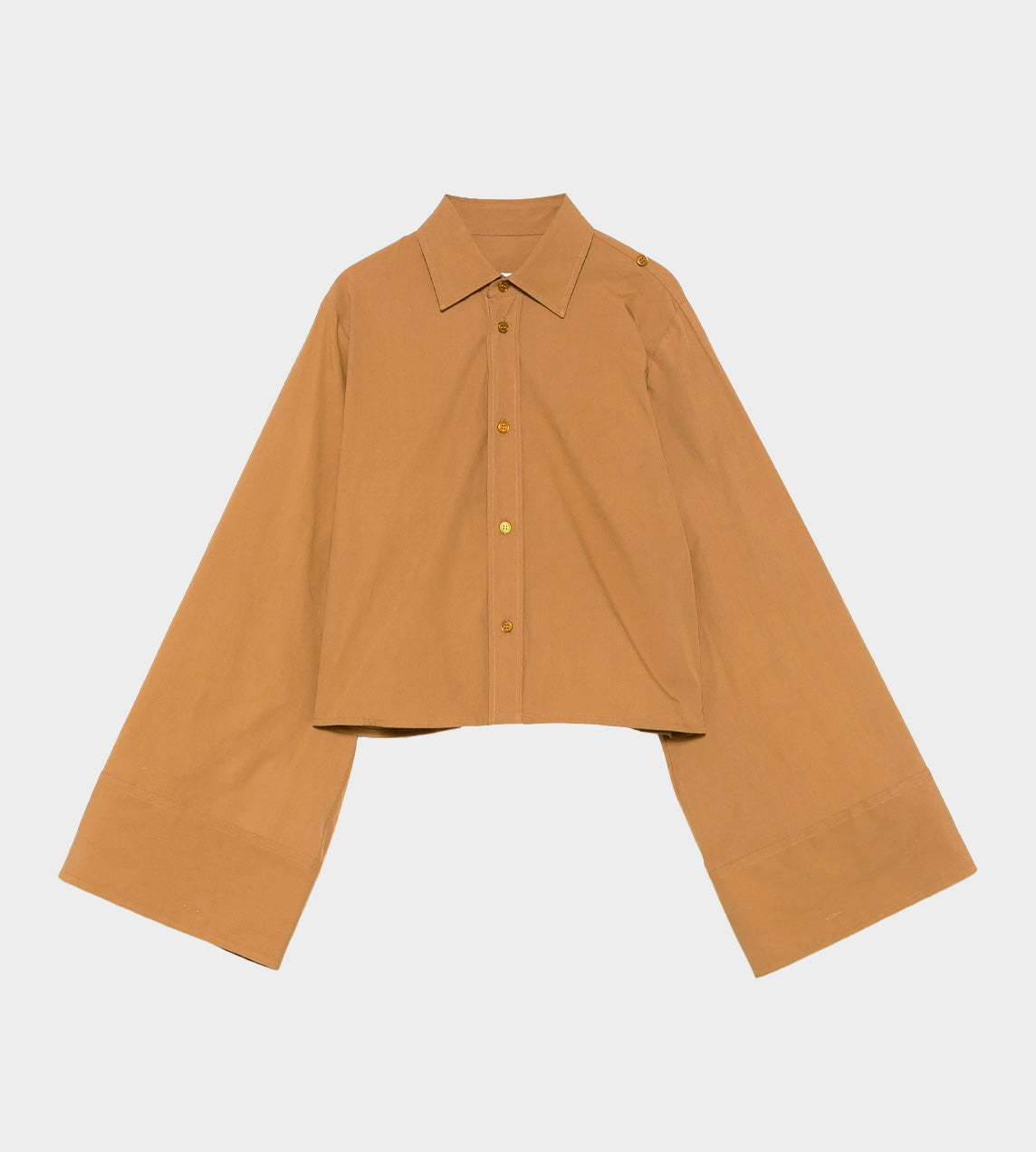 Extra-long Sleeve Crop Shirt Brown