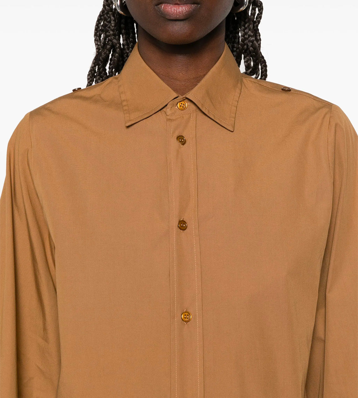 Extra-long Sleeve Crop Shirt Brown