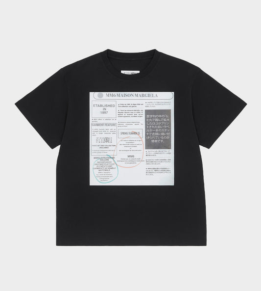 Newspaper Print Tee Blk