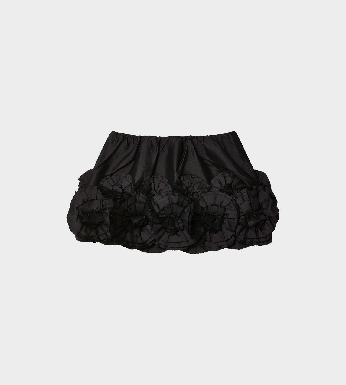 SHUSHU TONG - Floral Embellished Fluffy Skirt Blk