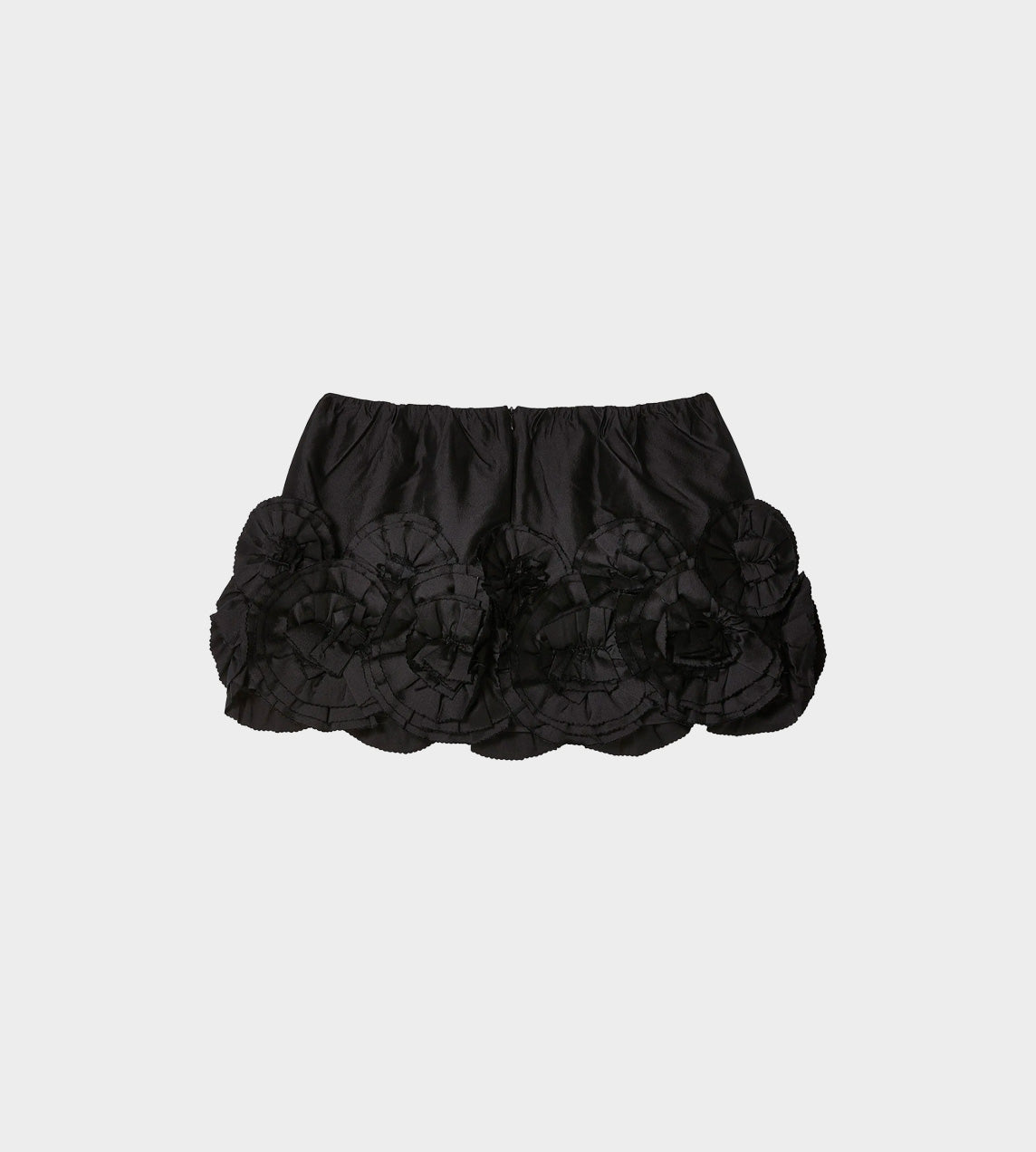 SHUSHU TONG - Floral Embellished Fluffy Skirt Blk