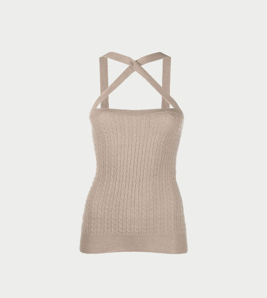 Patou - Cross Front Tank Top Parchment