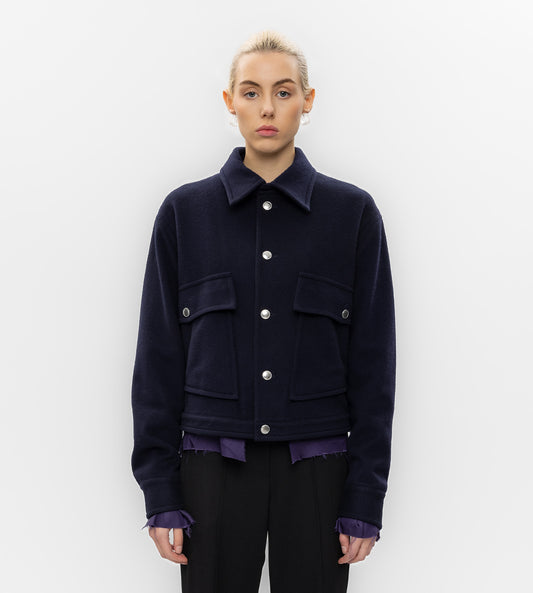 Sulvam - Short Wool Felt Coat (W) Navy