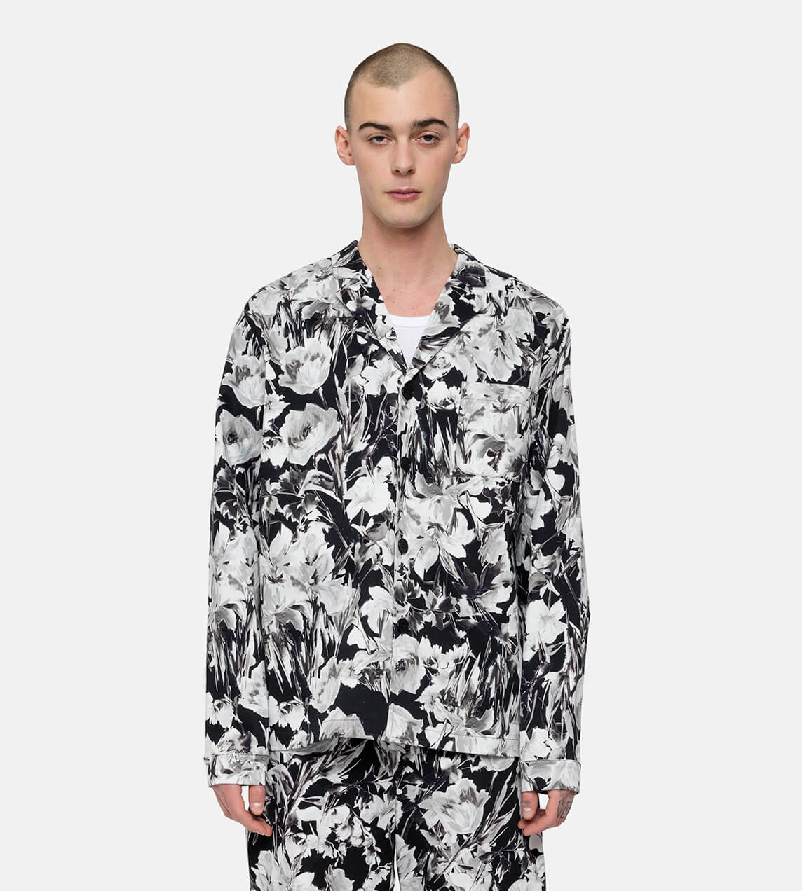 DAVI - Black White Floral Print Shirt