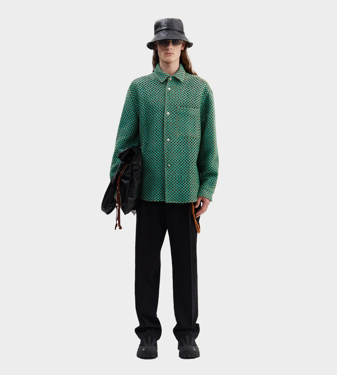 SONG FOR THE MUTE - Woven Straw Overshirt Green – WDLT117